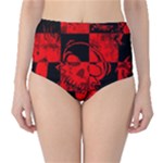 Red Grunge Skull Classic High-Waist Bikini Bottoms