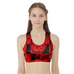 Red Grunge Skull Sports Bra with Border