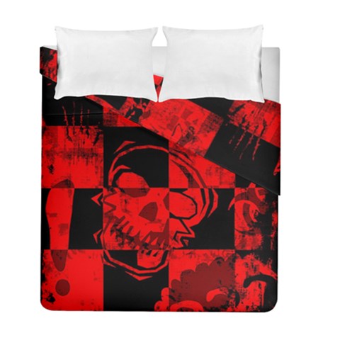 Red Grunge Skull Duvet Cover Double Side (Full/ Double Size) from ArtsNow.com