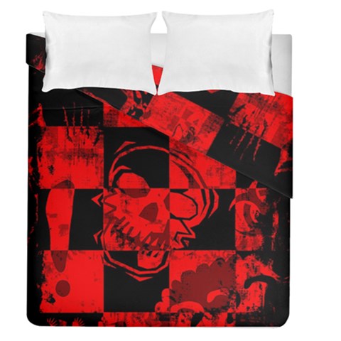 Red Grunge Skull Duvet Cover Double Side (Queen Size) from ArtsNow.com