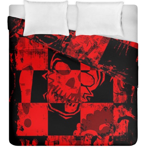 Red Grunge Skull Duvet Cover Double Side (King Size) from ArtsNow.com