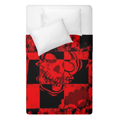 Red Grunge Skull Duvet Cover Double Side (Single Size) from ArtsNow.com