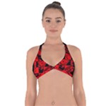Red Grunge Skull Halter Neck Bikini Top