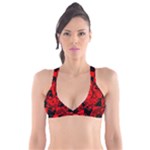 Red Grunge Skull Plunge Bikini Top