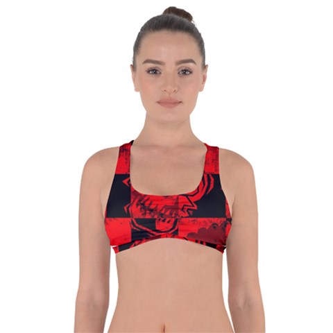 Red Grunge Skull Got No Strings Sports Bra from ArtsNow.com