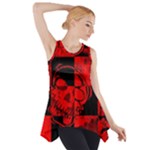 Red Grunge Skull Side Drop Tank Tunic