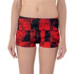 Red Grunge Skull Reversible Boyleg Bikini Bottoms