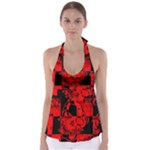 Red Grunge Skull Babydoll Tankini Top