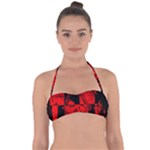 Red Grunge Skull Halter Bandeau Bikini Top