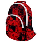 Red Grunge Skull Rounded Multi Pocket Backpack