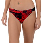 Red Grunge Skull Band Bikini Bottom