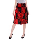 Red Grunge Skull Midi Beach Skirt