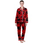 Red Grunge Skull Satin Long Sleeve Pajamas Set