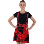 Red Grunge Skull Velvet Suspender Skater Skirt
