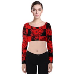 Velvet Long Sleeve Crop Top 