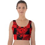 Red Grunge Skull Velvet Crop Top
