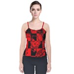 Red Grunge Skull Velvet Spaghetti Strap Top