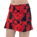Red Grunge Skull Classic Tennis Skirt