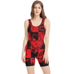Red Grunge Skull Women s Wrestling Singlet