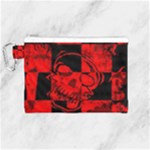 Red Grunge Skull Canvas Cosmetic Bag (Medium)