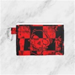 Red Grunge Skull Canvas Cosmetic Bag (Small)