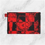 Red Grunge Skull Canvas Cosmetic Bag (Large)