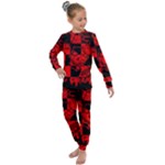Red Grunge Skull Kids  Long Sleeve Set 