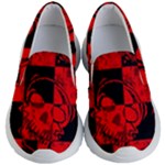 Red Grunge Skull Kids Lightweight Slip Ons