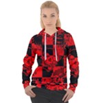 Red Grunge Skull Women s Overhead Hoodie