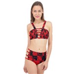 Red Grunge Skull Cage Up Bikini Set