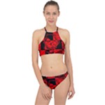 Red Grunge Skull Racer Front Bikini Set