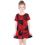 Red Grunge Skull Kids  Simple Cotton Dress