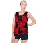 Red Grunge Skull Bubble Hem Chiffon Tank Top