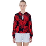 Red Grunge Skull Women s Tie Up Sweat