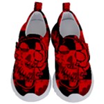 Red Grunge Skull Kids  Velcro No Lace Shoes