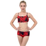 Red Grunge Skull Layered Top Bikini Set