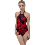 Red Grunge Skull Go with the Flow One Piece Swimsuit