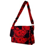Red Grunge Skull Full Print Messenger Bag (S)
