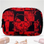 Red Grunge Skull Make Up Pouch (Small)