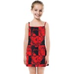 Red Grunge Skull Kids  Summer Sun Dress