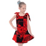 Red Grunge Skull Kids  Tie Up Tunic Dress