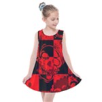 Red Grunge Skull Kids  Summer Dress