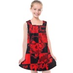 Red Grunge Skull Kids  Cross Back Dress