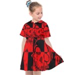 Red Grunge Skull Kids  Sailor Dress