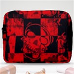 Red Grunge Skull Make Up Pouch (Large)