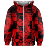 Red Grunge Skull Kids  Zipper Hoodie Without Drawstring