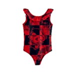 Red Grunge Skull Kids  Frill Swimsuit