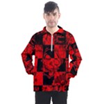 Red Grunge Skull Men s Half Zip Pullover