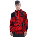 Red Grunge Skull Men s Front Pocket Pullover Windbreaker
