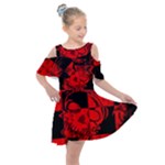 Red Grunge Skull Kids  Shoulder Cutout Chiffon Dress